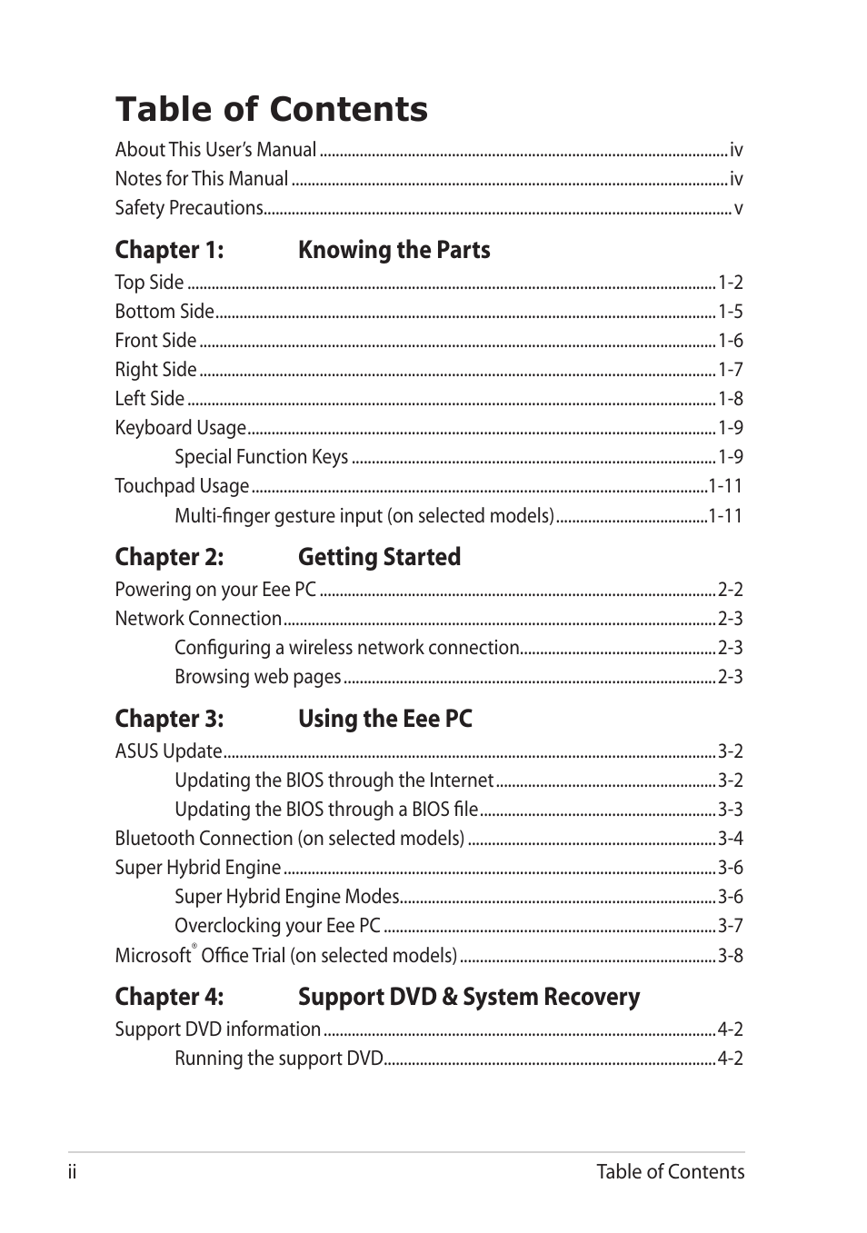 Asus Eee PC 1101HA User Manual | Page 2 / 52