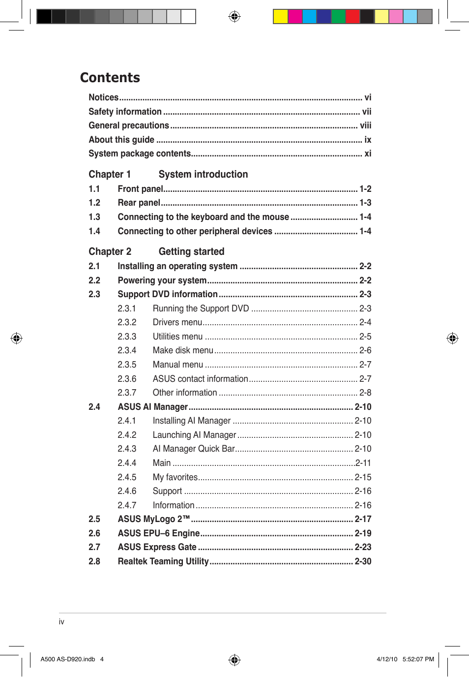 Asus BA5190 User Manual | Page 4 / 71