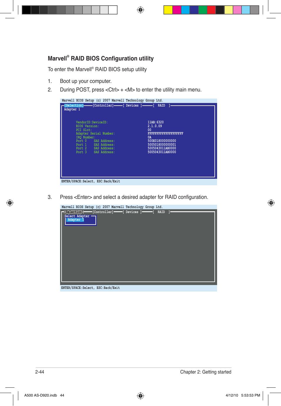 Marvell, Raid bios configuration utility | Asus BA5190 User Manual | Page 59 / 71