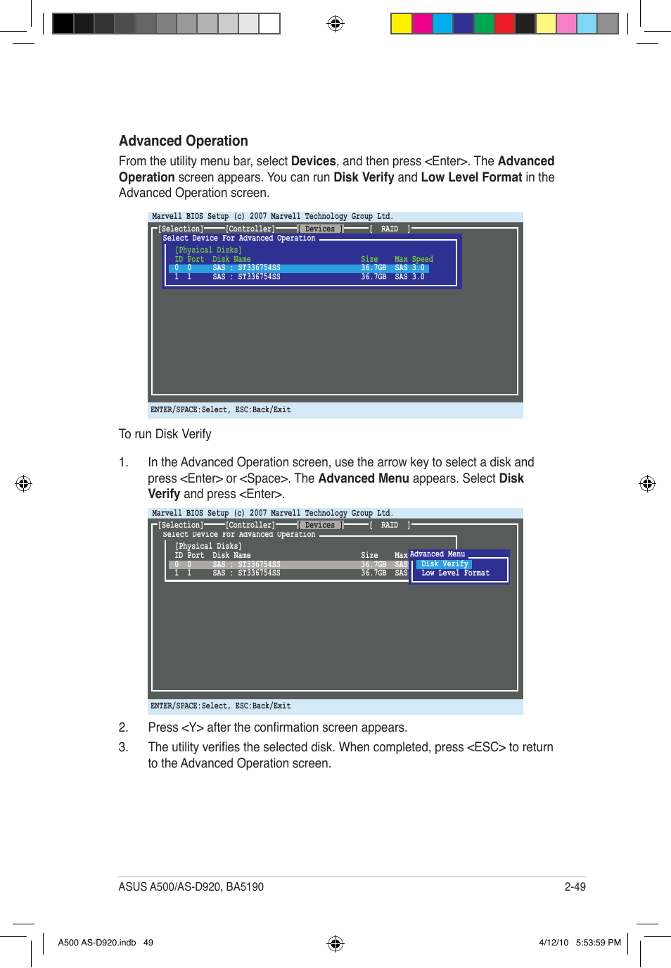 Advanced operation | Asus BA5190 User Manual | Page 64 / 71