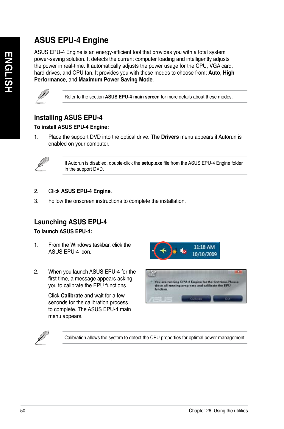 Asus epu-4 engine, En g lis h en g li sh en g lis h en g li sh | Asus CM1831 User Manual | Page 50 / 70