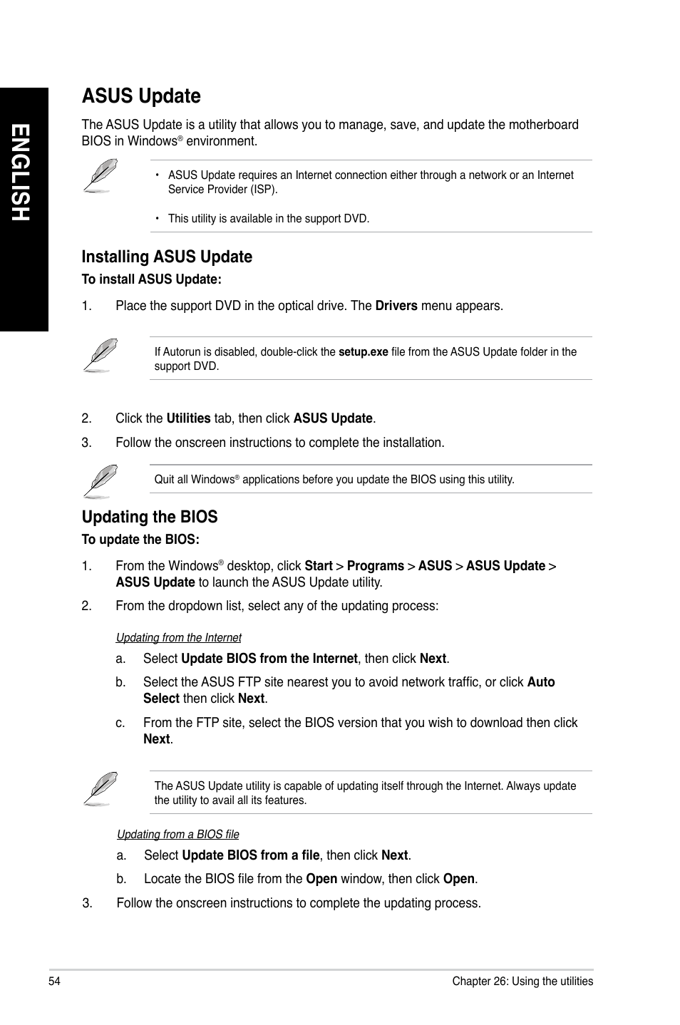Asus update, En g lis h en g li sh en g lis h en g li sh | Asus CM1831 User Manual | Page 54 / 70