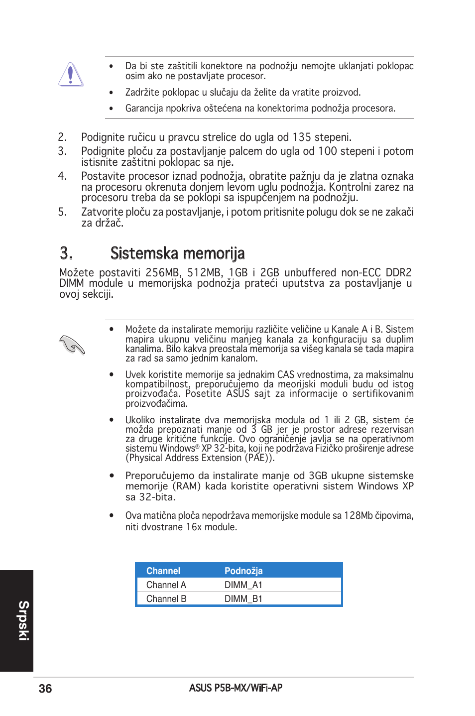 Srpski | Asus P5B-MX/WIFI-AP User Manual | Page 36 / 38