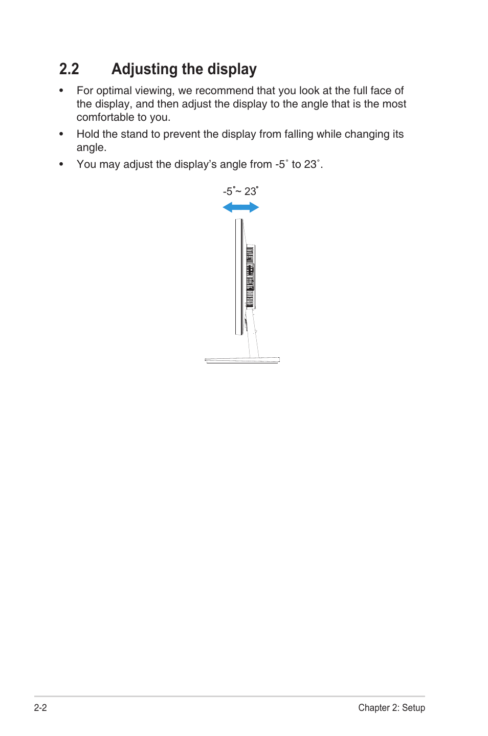 2 adjusting the display, Adjusting the display -2 | Asus SD222-YA User Manual | Page 13 / 24