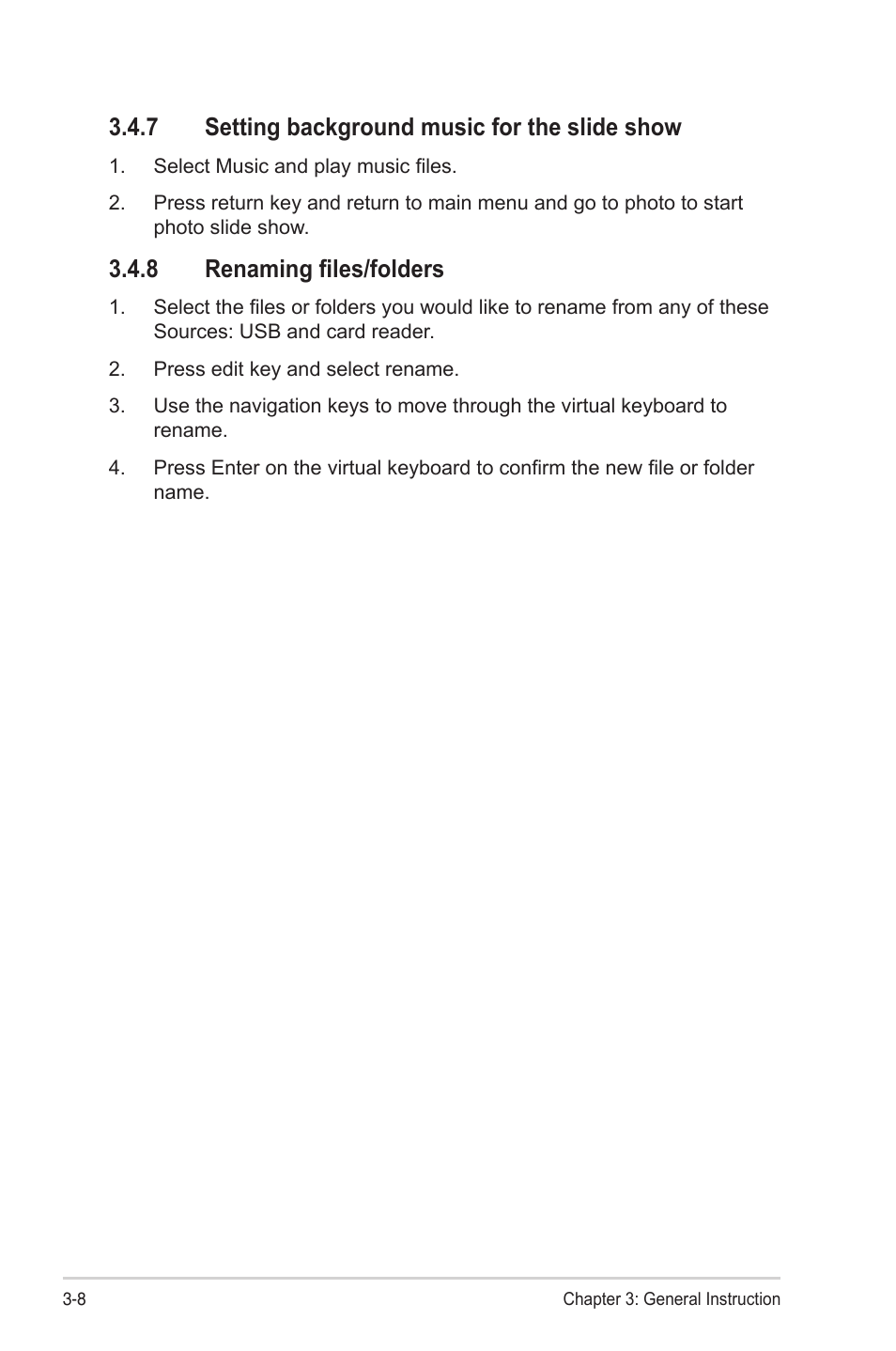 7 setting background music for the slide show, 8 renaming files/folders, Setting background music for the slide show -8 | Renaming files/folders -8 | Asus SD222-YA User Manual | Page 21 / 24