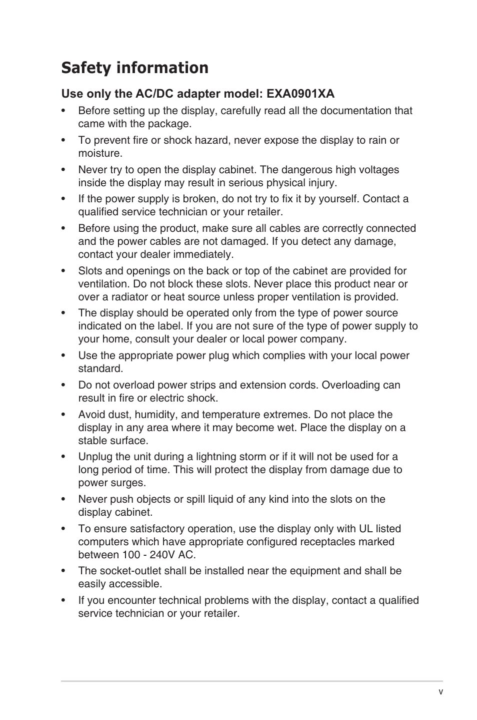 Safety information | Asus SD222-YA User Manual | Page 5 / 24