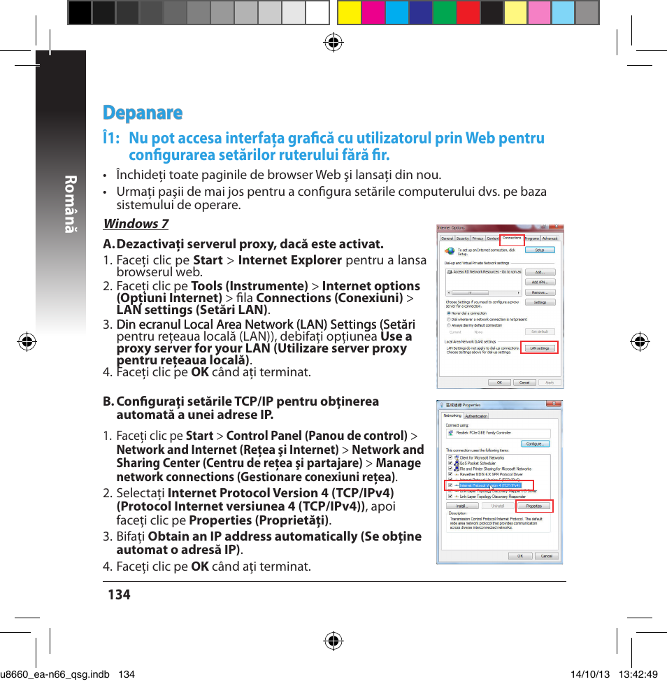 Depanare, Română | Asus EA-N66 User Manual | Page 134 / 178