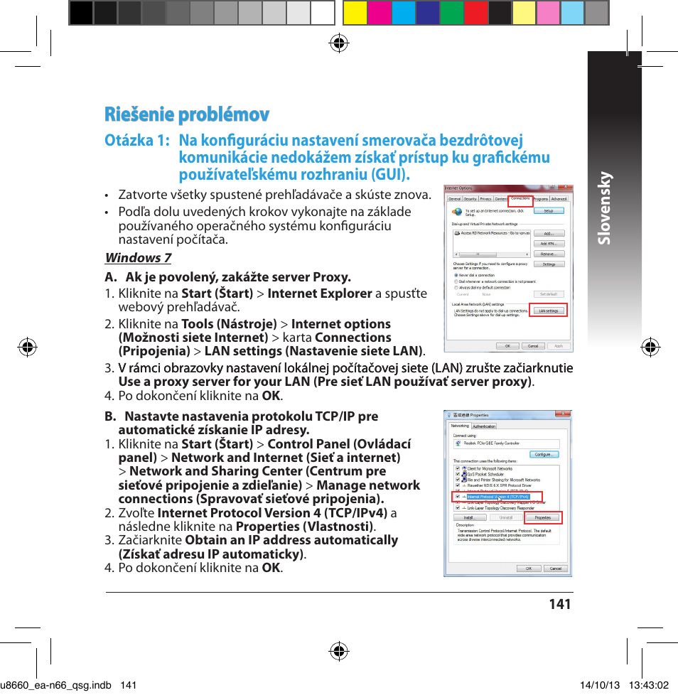 Riešenie problémov, Slo vensk y | Asus EA-N66 User Manual | Page 141 / 178