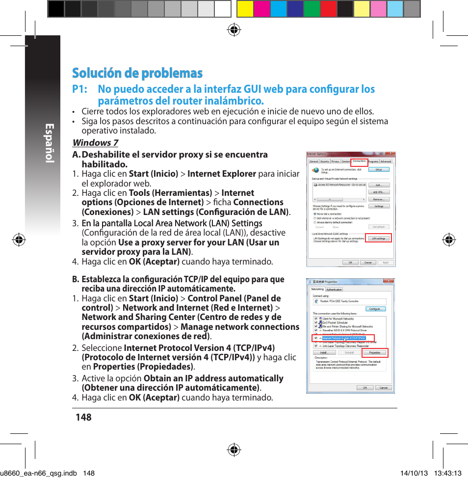 Solución de problemas, Español | Asus EA-N66 User Manual | Page 148 / 178