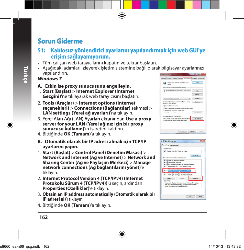 Sorun giderme, Tür kç e | Asus EA-N66 User Manual | Page 162 / 178