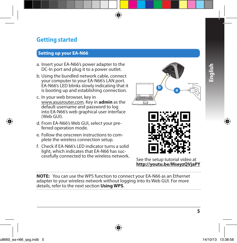 Getting started, English | Asus EA-N66 User Manual | Page 5 / 178