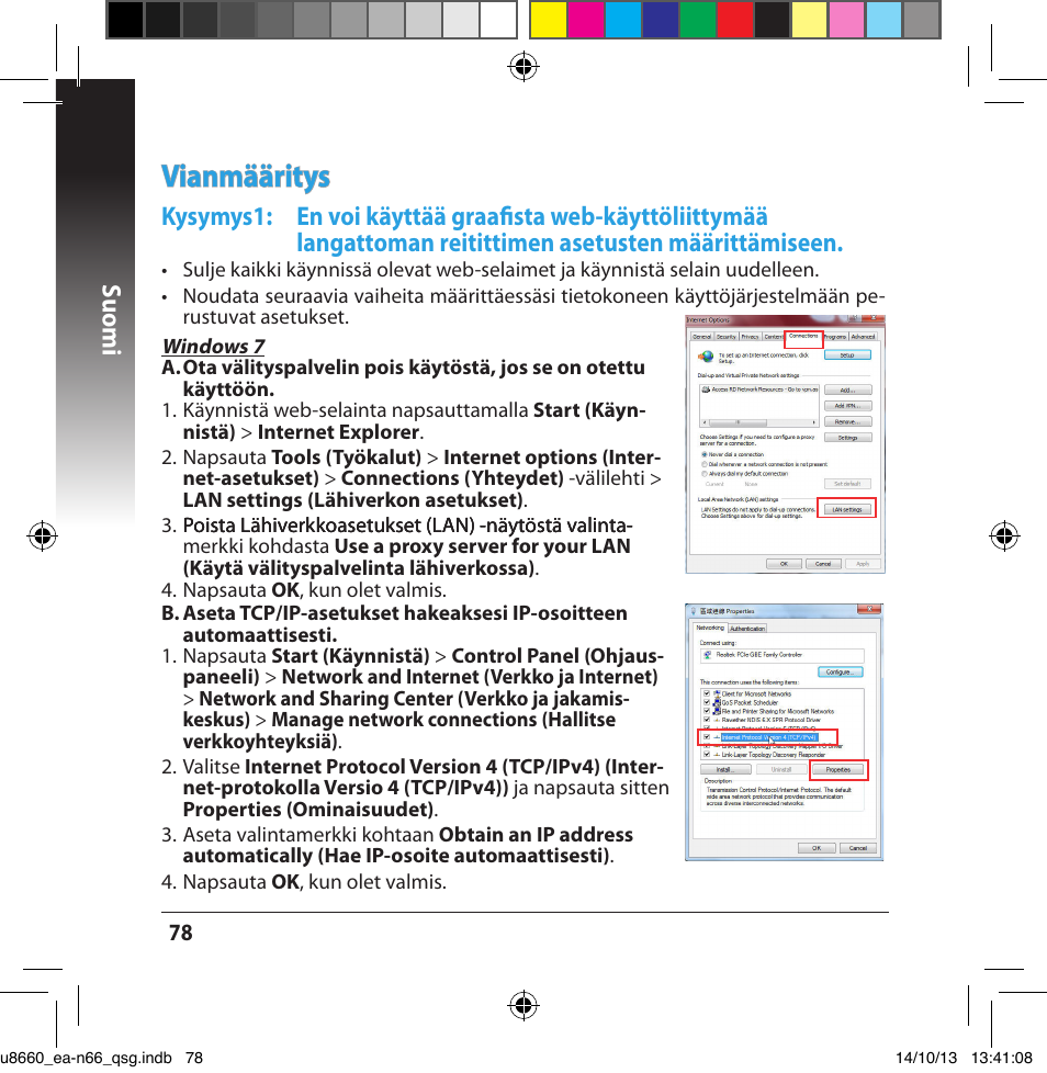 Vianmääritys, Suomi | Asus EA-N66 User Manual | Page 78 / 178