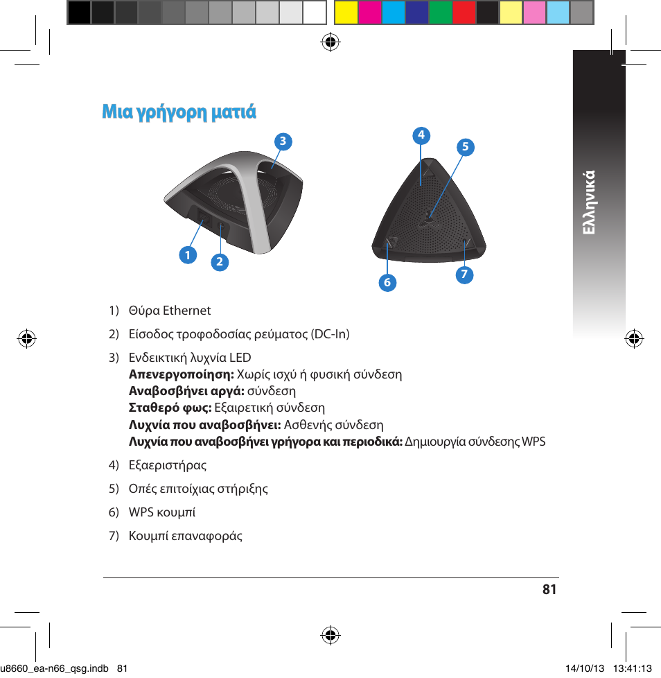 Μια γρήγορη ματιά, Ελλη νι κά | Asus EA-N66 User Manual | Page 81 / 178