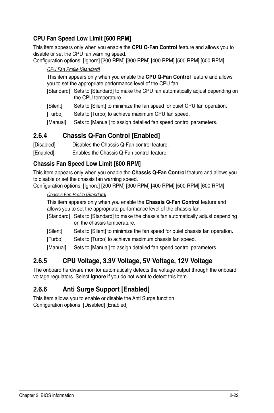 4 chassis q-fan control [enabled, 6 anti surge support [enabled, Chassis q-fan control -22 | Anti surge support -22 | Asus P8H67-M LX User Manual | Page 51 / 58