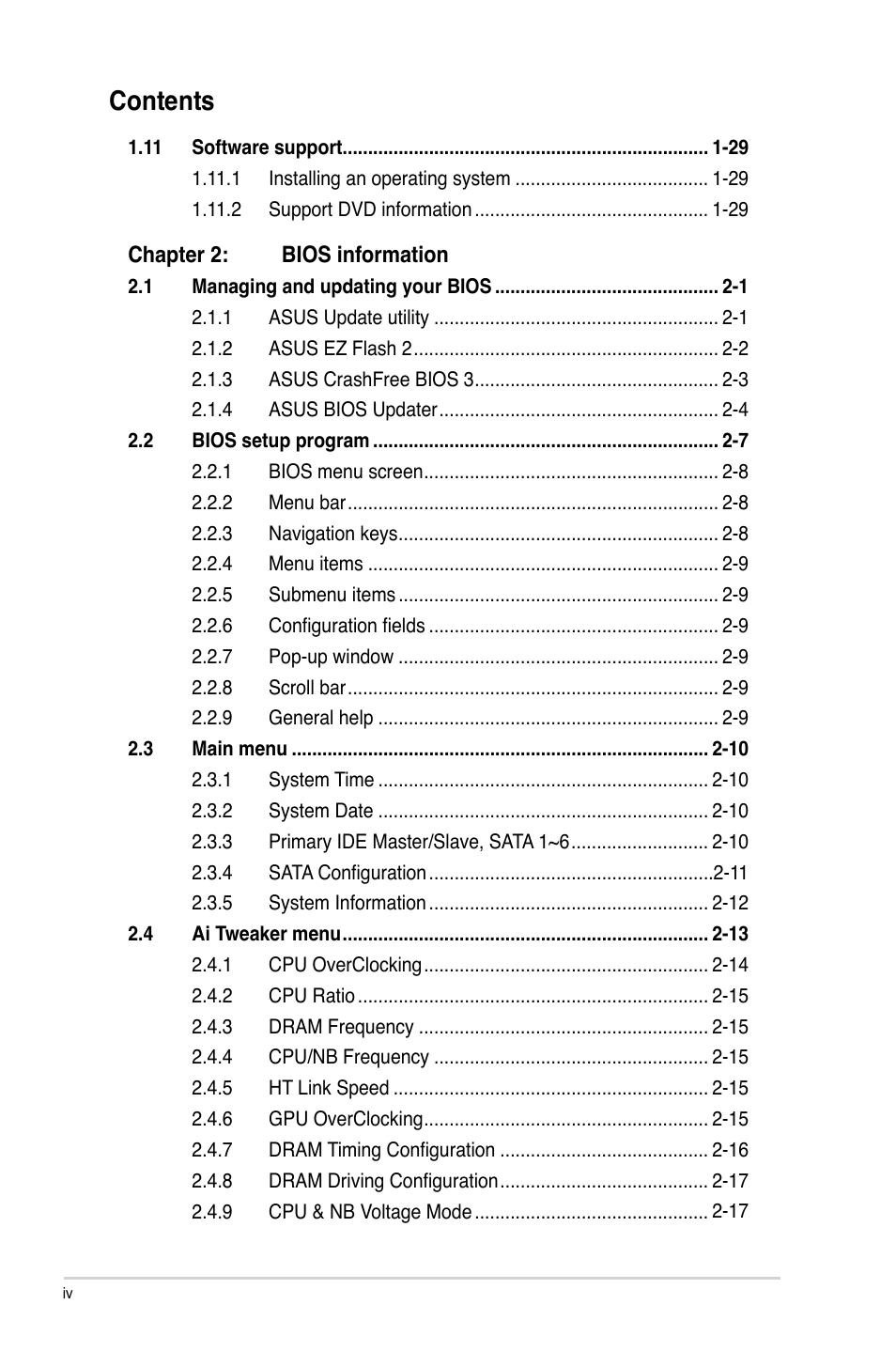 Asus M4A88T-M LE User Manual | Page 4 / 74