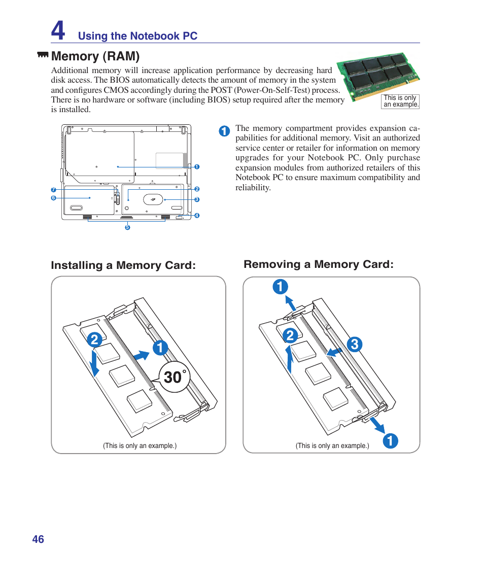 Memory (ram) | Asus F8SV User Manual | Page 46 / 89