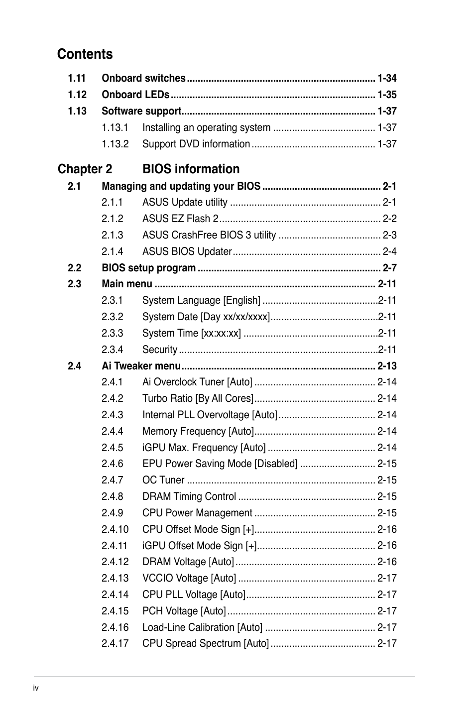 Asus P8Z68-M PRO User Manual | Page 4 / 82