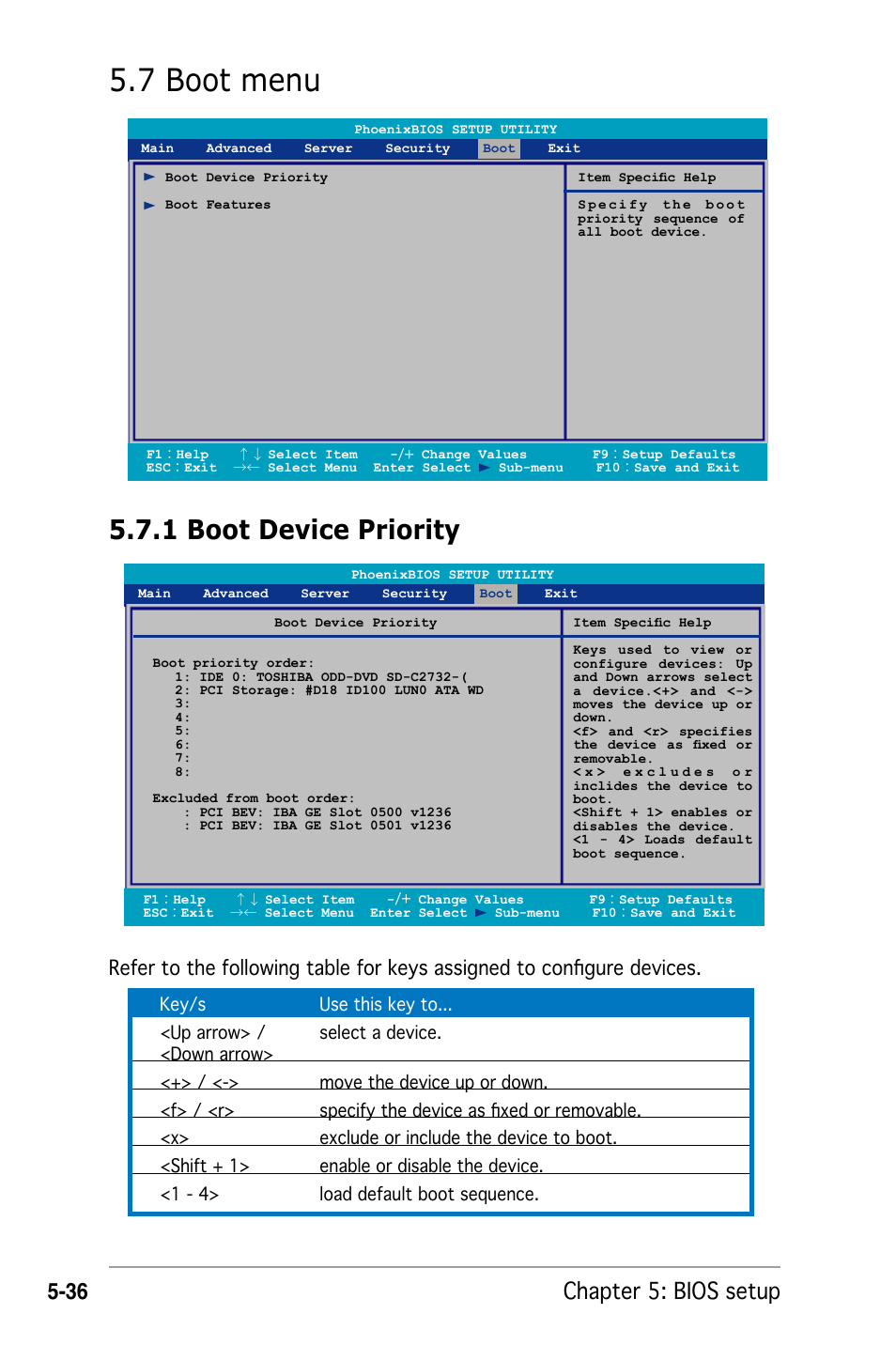 7 boot menu, 1 boot device priority, Chapter 5: bios setup | Asus RS162-E4/RX4 User Manual | Page 108 / 164