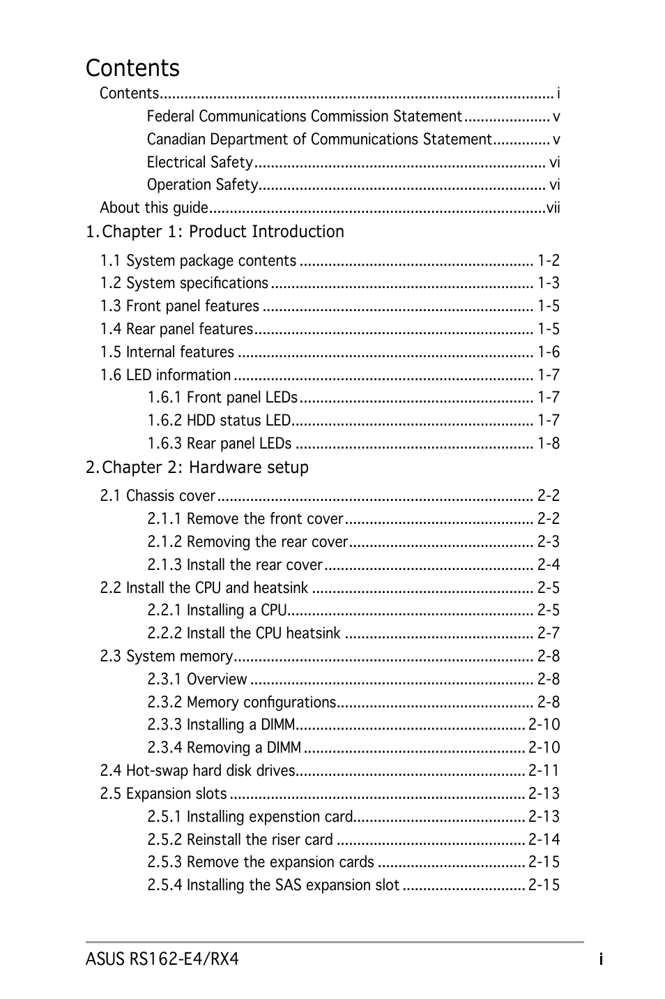 Asus RS162-E4/RX4 User Manual | Page 3 / 164