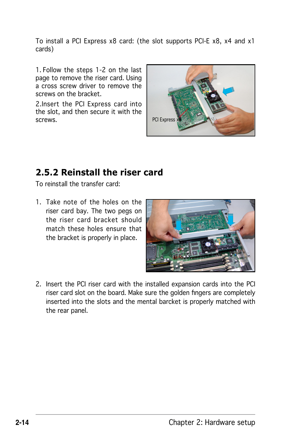 2 reinstall the riser card | Asus RS162-E4/RX4 User Manual | Page 32 / 164