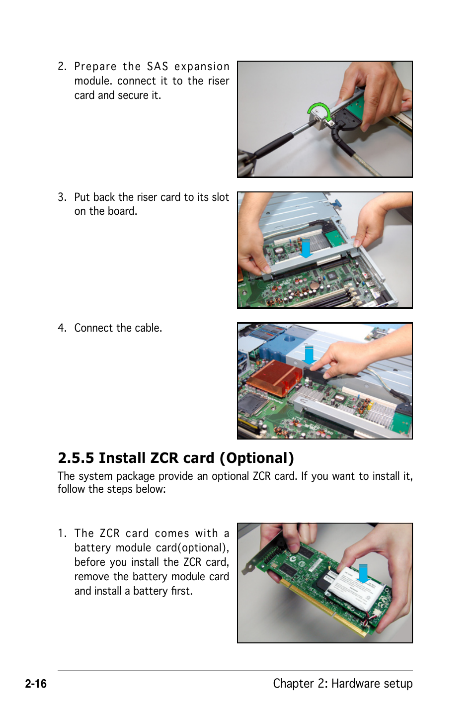 5 install zcr card (optional) | Asus RS162-E4/RX4 User Manual | Page 34 / 164