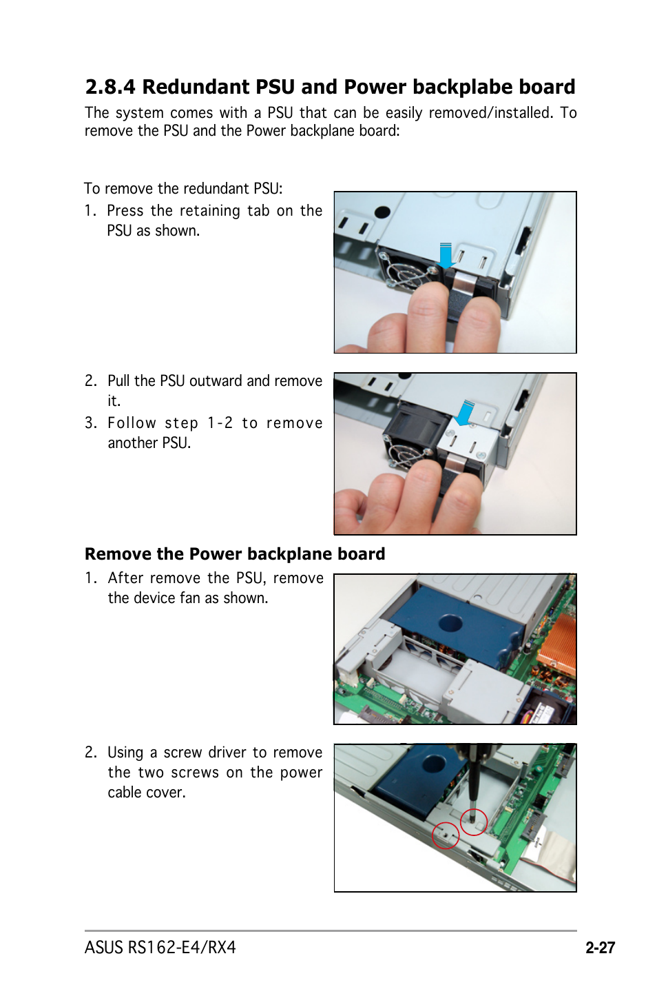 4 redundant psu and power backplabe board | Asus RS162-E4/RX4 User Manual | Page 45 / 164