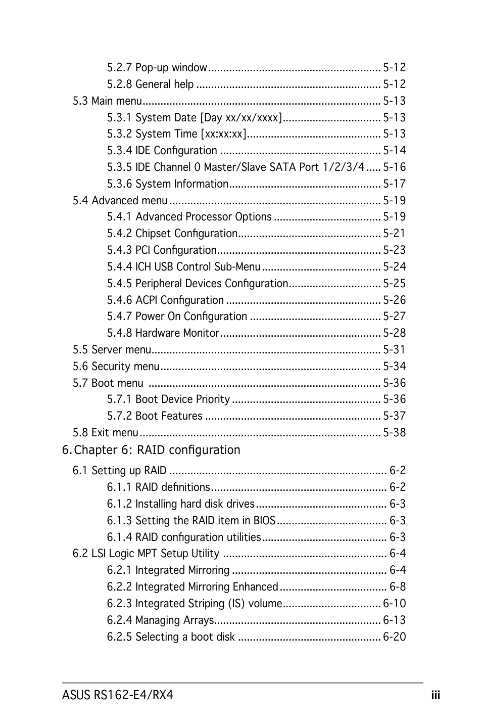 Asus RS162-E4/RX4 User Manual | Page 5 / 164