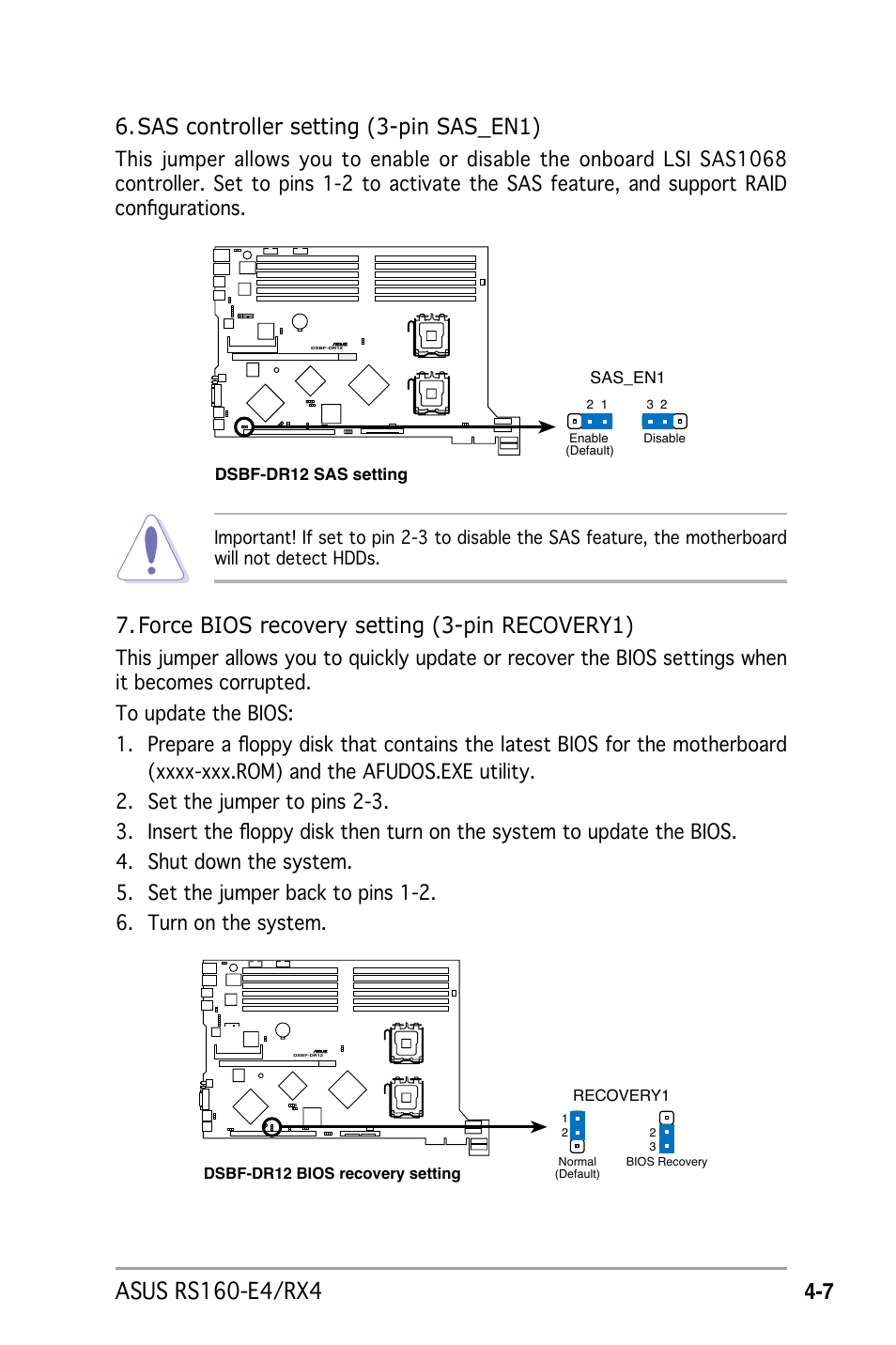 Force bios recovery setting (3-pin recovery1) | Asus RS162-E4/RX4 User Manual | Page 71 / 164