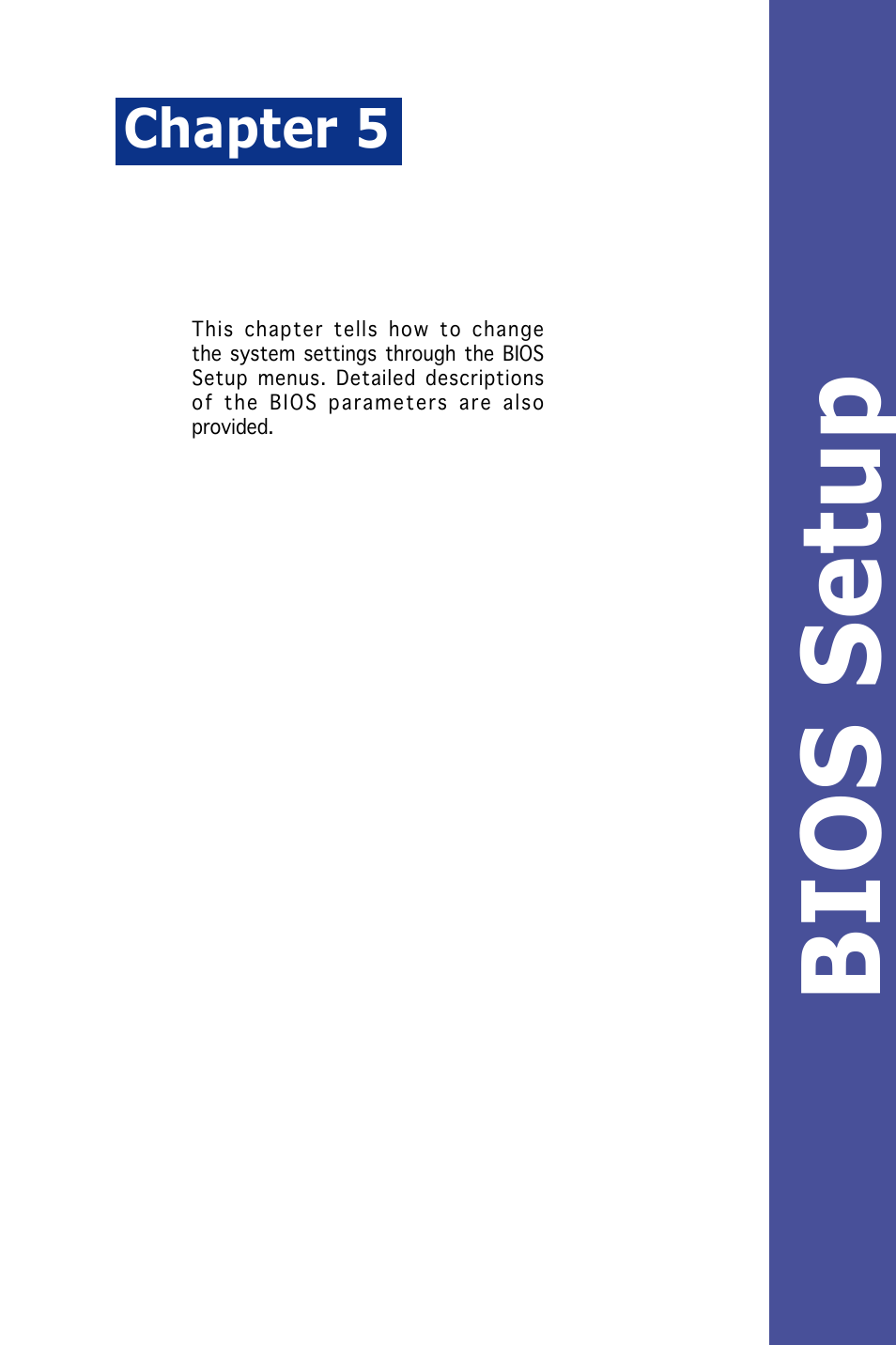 Bios setup, Chapter 5 | Asus RS162-E4/RX4 User Manual | Page 73 / 164