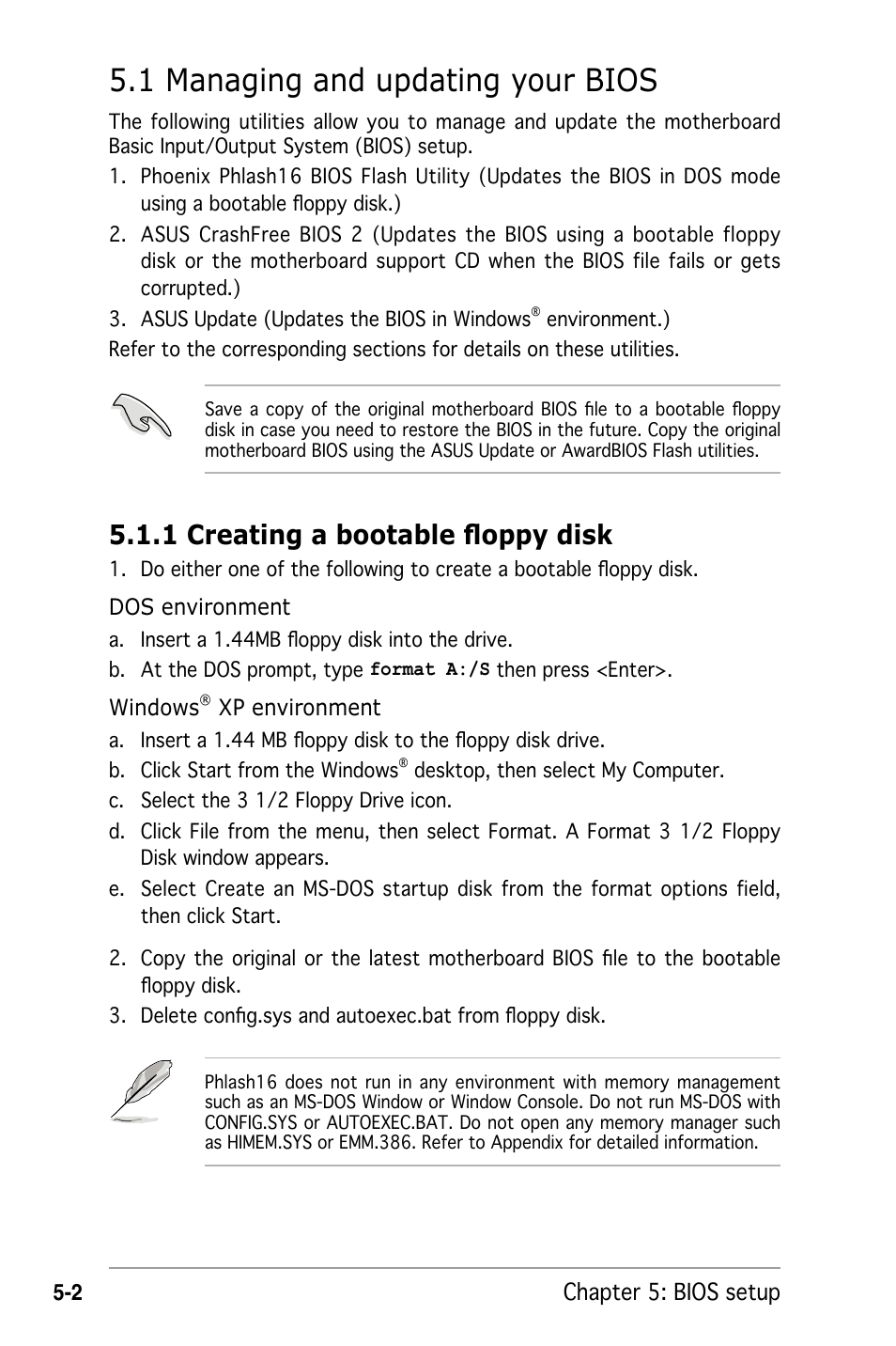 1 managing and updating your bios, 1 creating a bootable floppy disk | Asus RS162-E4/RX4 User Manual | Page 74 / 164