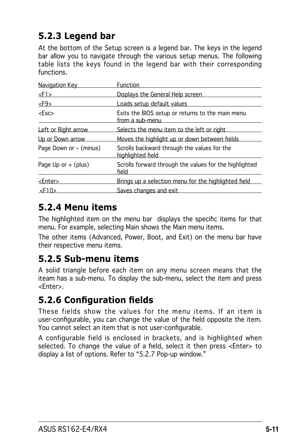 3 legend bar, 4 menu items, 5 sub-menu items | 6 configuration fields | Asus RS162-E4/RX4 User Manual | Page 83 / 164