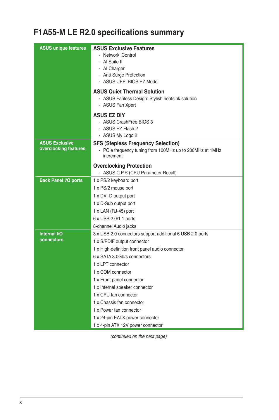 Asus F1A55-M LE R2.0 User Manual | Page 10 / 79