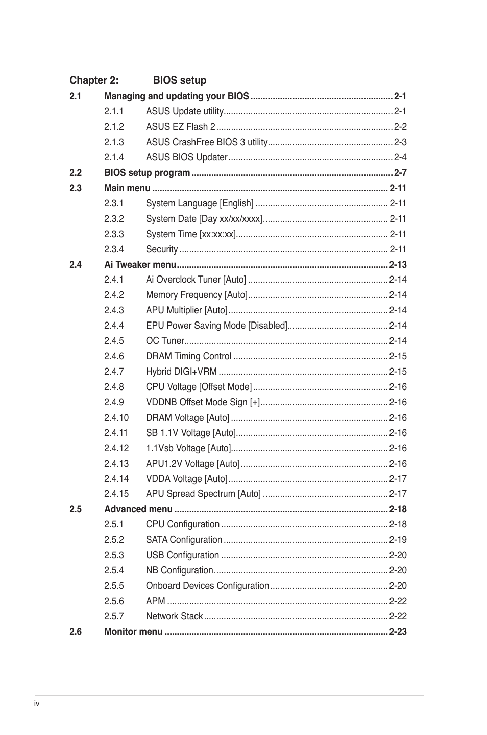 Asus F1A55-M LE R2.0 User Manual | Page 4 / 79