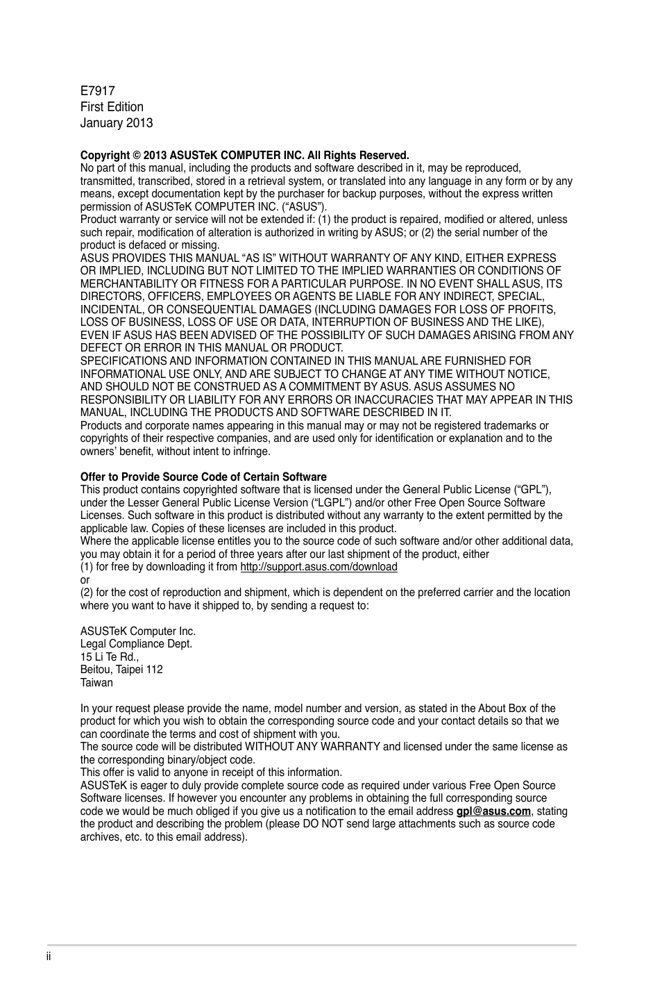 Asus A55-C User Manual | Page 2 / 72