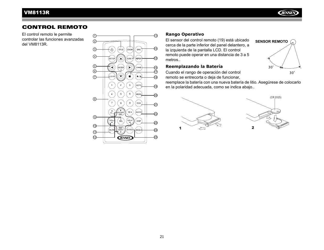 Vm8113 r control remoto | CHALLENGER VM8113R User Manual | Page 25 / 100