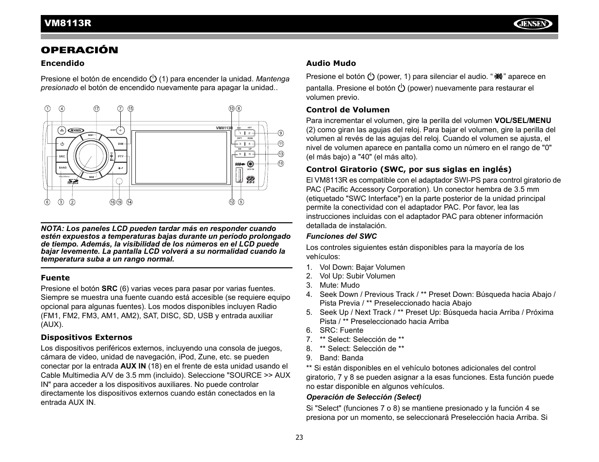 Vm8113 r operación | CHALLENGER VM8113R User Manual | Page 27 / 100