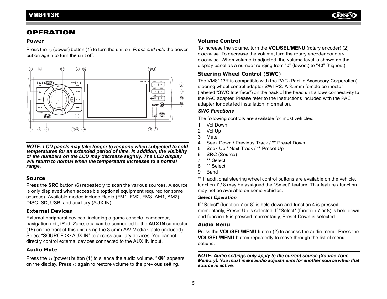 Vm8113 r operation | CHALLENGER VM8113R User Manual | Page 9 / 100