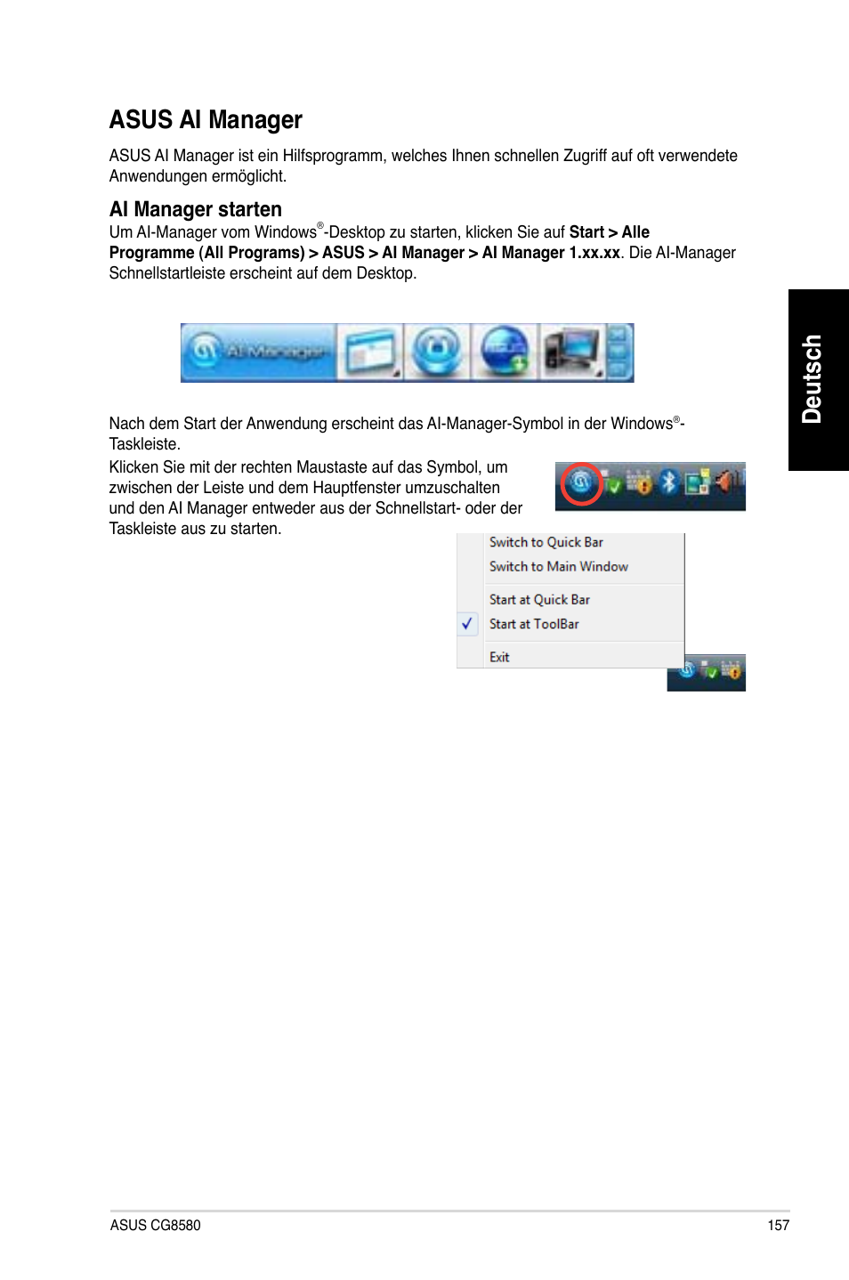 Asus ai manager, Asus.ai.manager, Deutsch | Ai.manager.starten | Asus CG8580 User Manual | Page 159 / 662