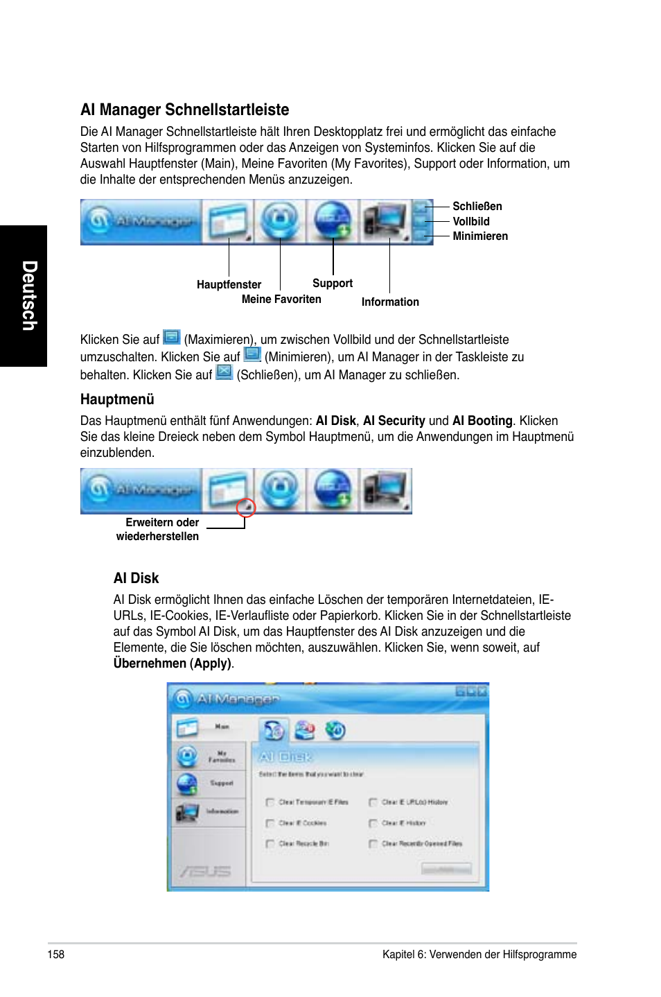 Deutsch, Ai.manager.schnellstartleiste | Asus CG8580 User Manual | Page 160 / 662