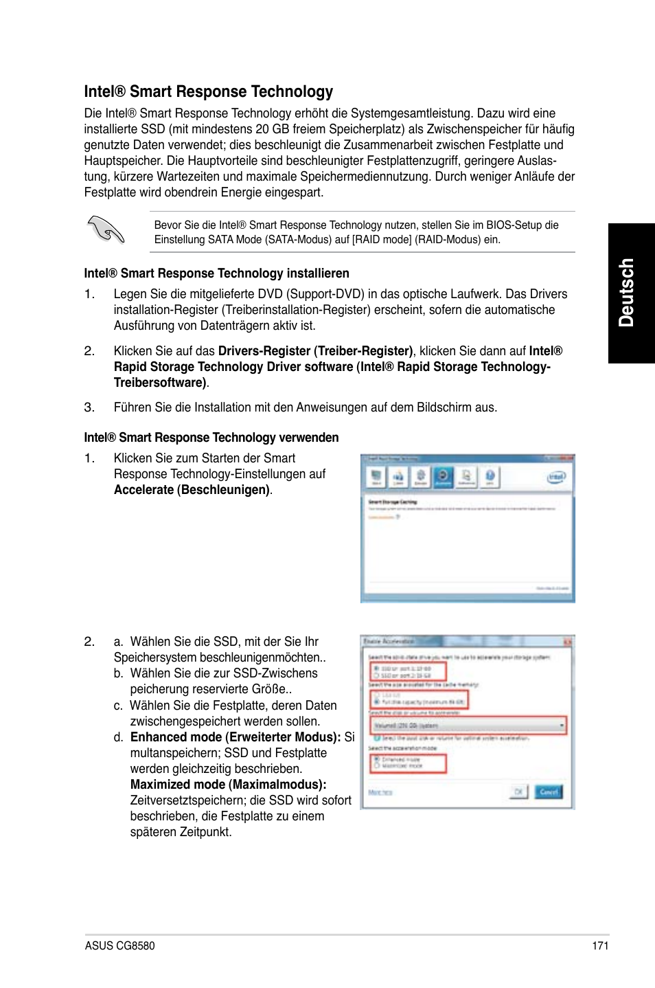 Deutsch, Intel®.smart.response.technology | Asus CG8580 User Manual | Page 173 / 662