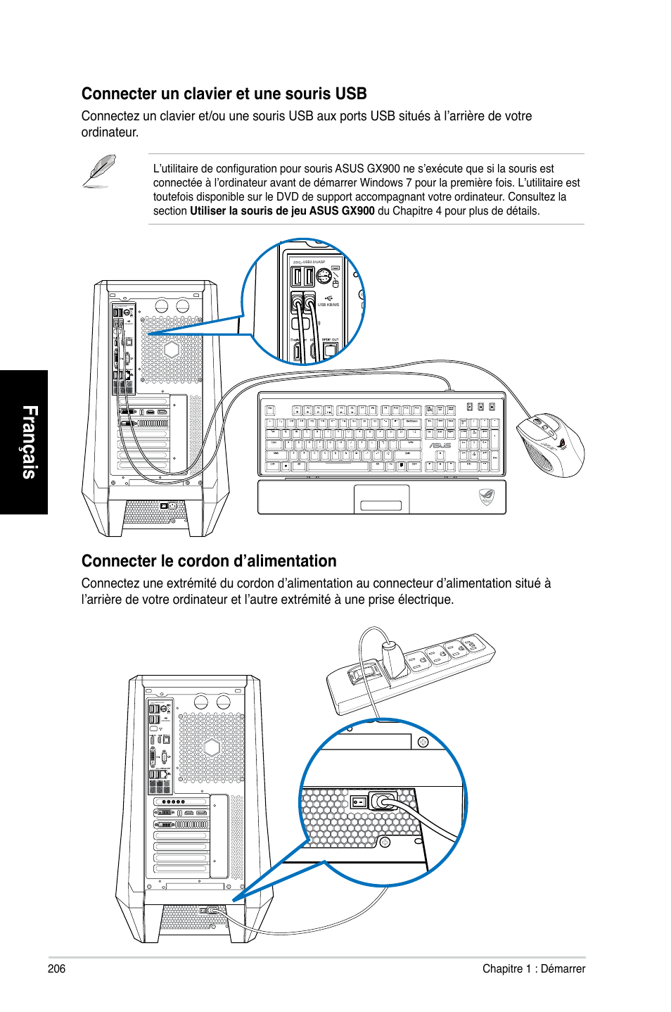 Français, Connecter.le.cordon.d’alimentation | Asus CG8580 User Manual | Page 208 / 662