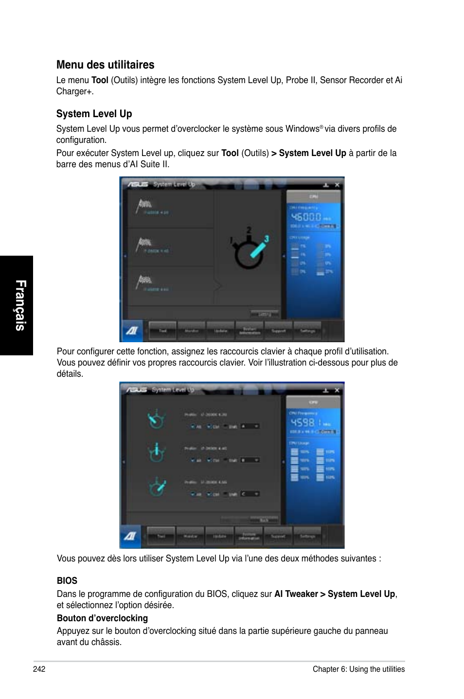 Français, Menu.des.utilitaires | Asus CG8580 User Manual | Page 244 / 662