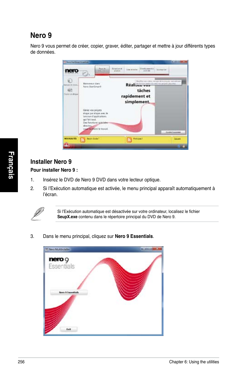 Nero 9, Français, Français nero.9 | Asus CG8580 User Manual | Page 258 / 662