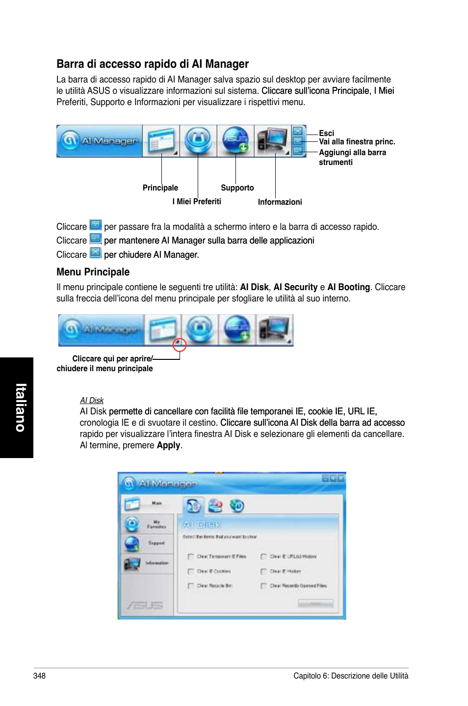 Italiano, Barra.di.accesso.rapido.di.ai.manager | Asus CG8580 User Manual | Page 350 / 662