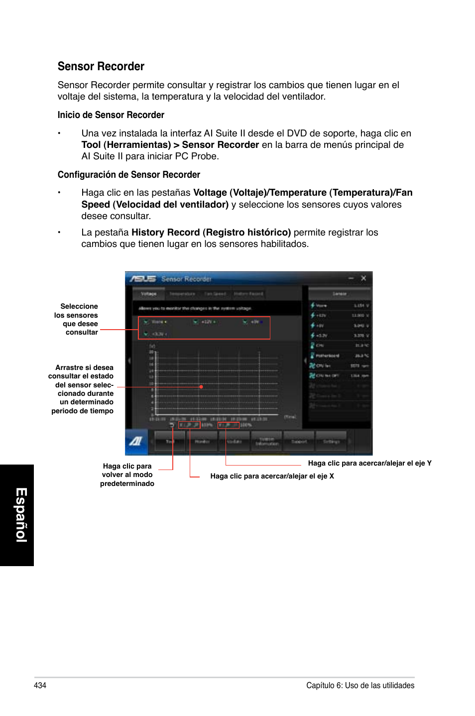 Español, Sensor.recorder | Asus CG8580 User Manual | Page 436 / 662