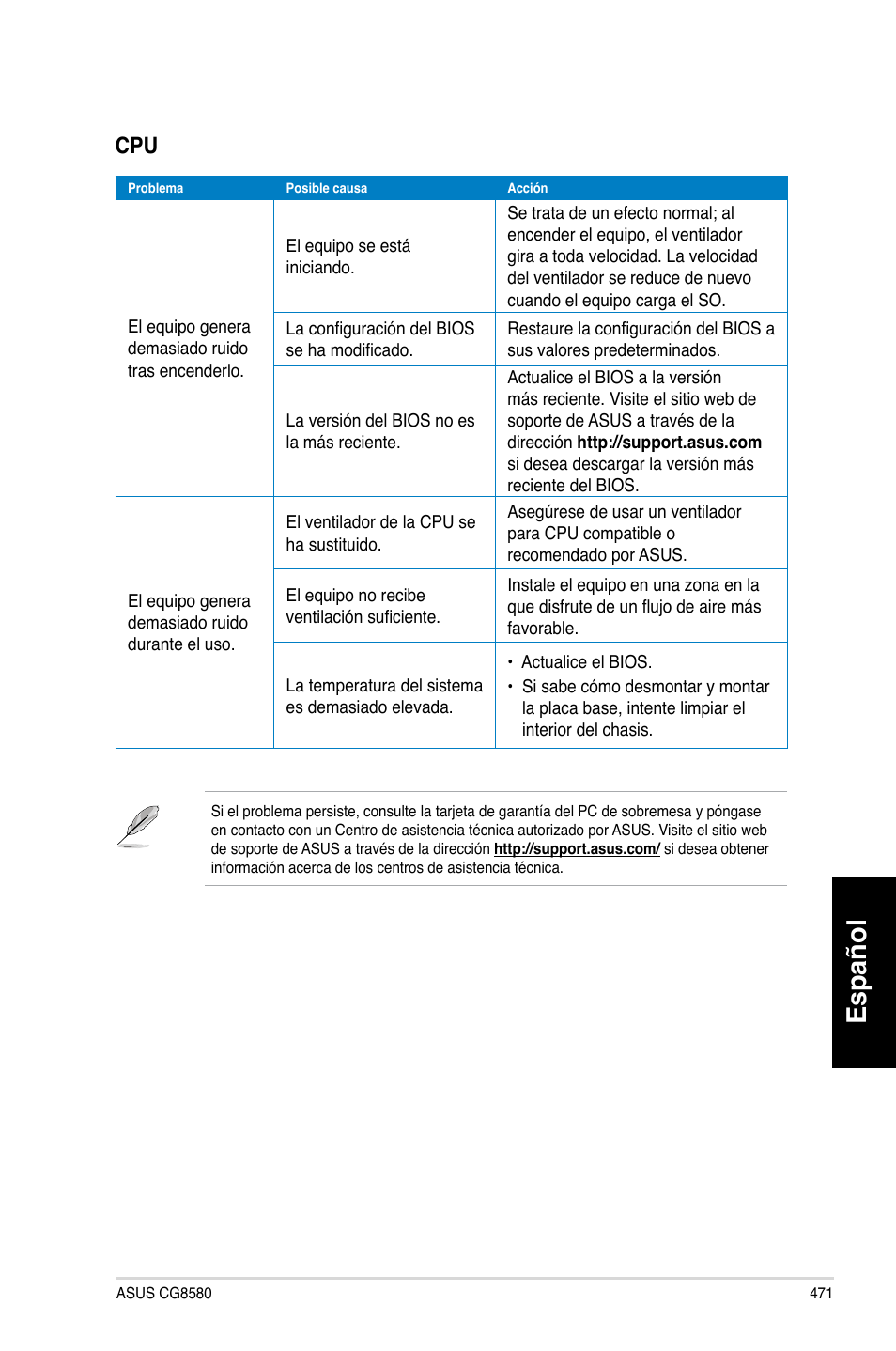 Español | Asus CG8580 User Manual | Page 473 / 662