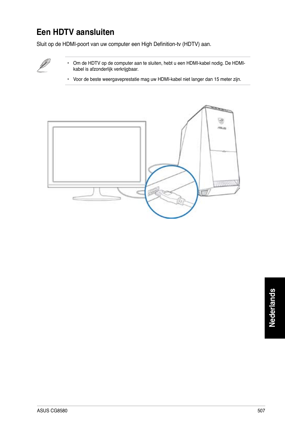 Een hdtv aansluiten, Een.hdtv.aansluiten, Nederlands | Asus CG8580 User Manual | Page 509 / 662