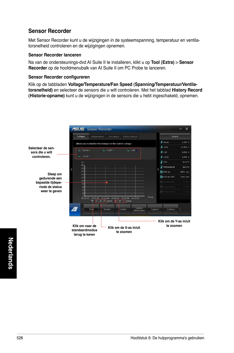 Nederlands, Sensor.recorder | Asus CG8580 User Manual | Page 530 / 662