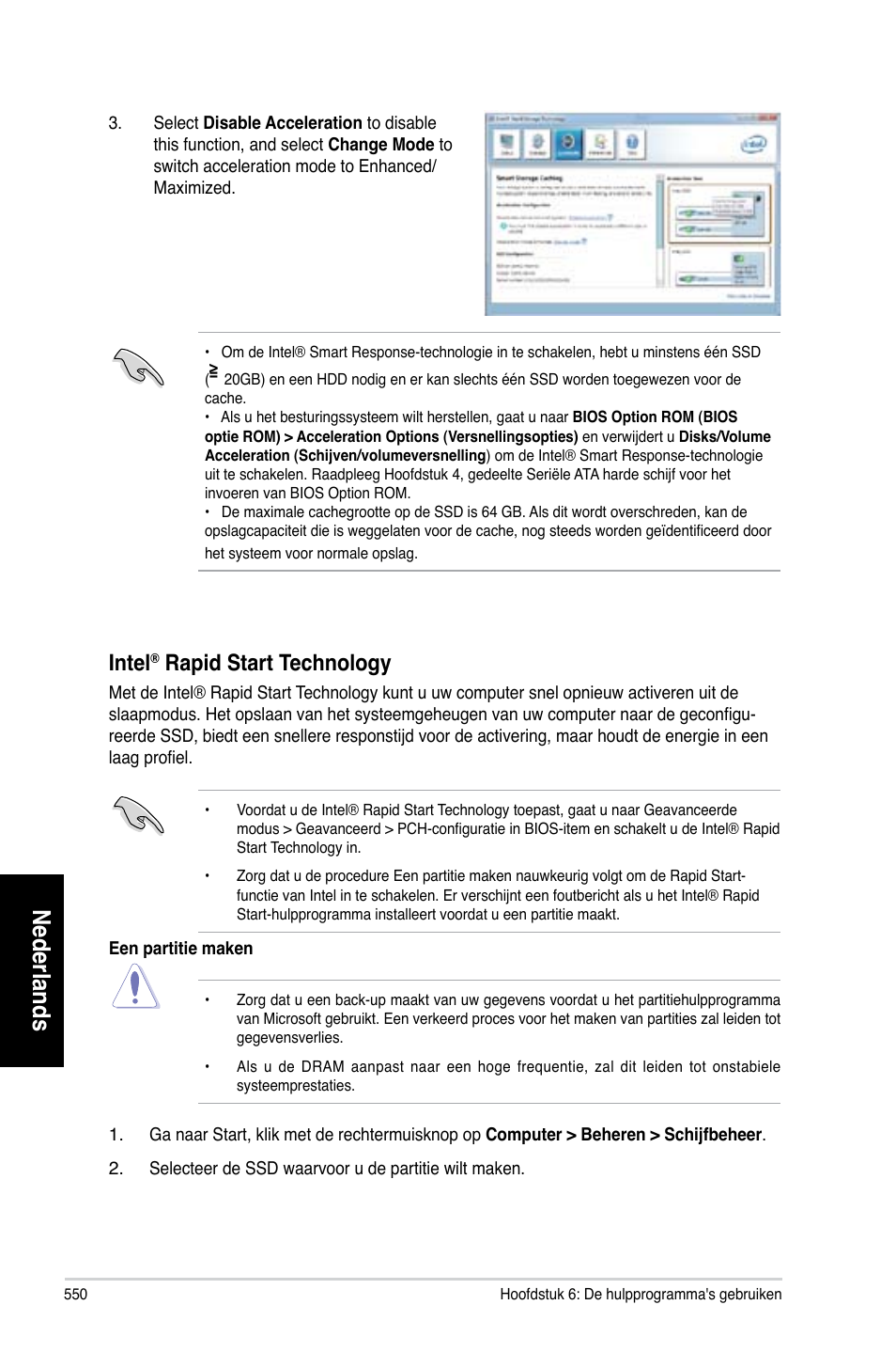 Nederlands, Intel, Rapid.start.technology | Asus CG8580 User Manual | Page 552 / 662