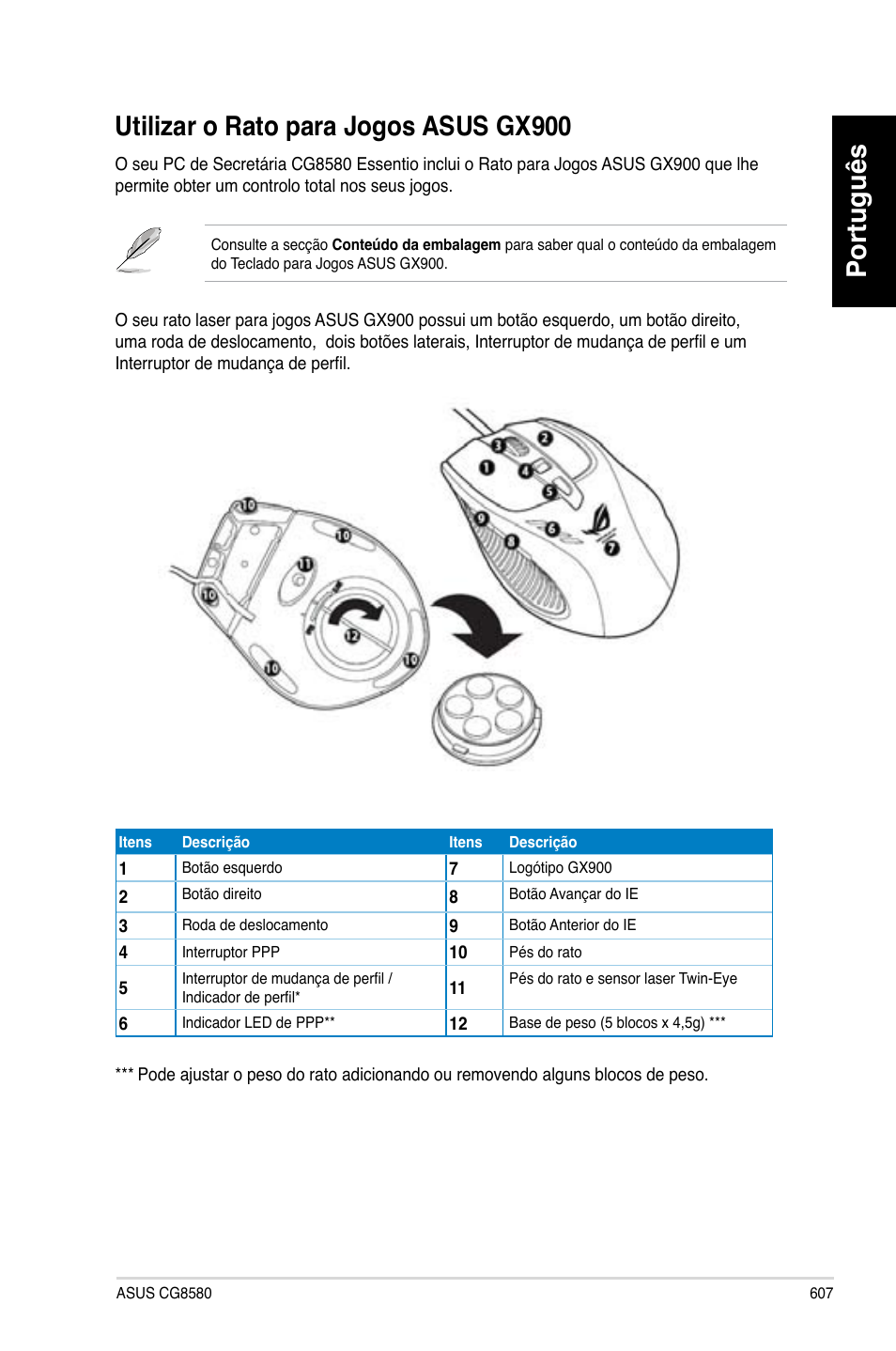 Utilizar o rato para jogos asus gx900, Português, Português utilizar.o.rato.para.�ogos.asus.gx900 | Asus CG8580 User Manual | Page 609 / 662